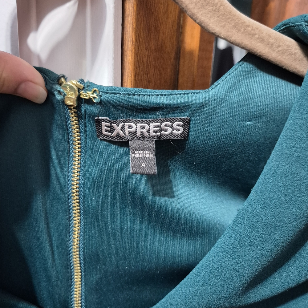 Express Teal Cold Shoulder Mini Dress - Picture 4 of 5